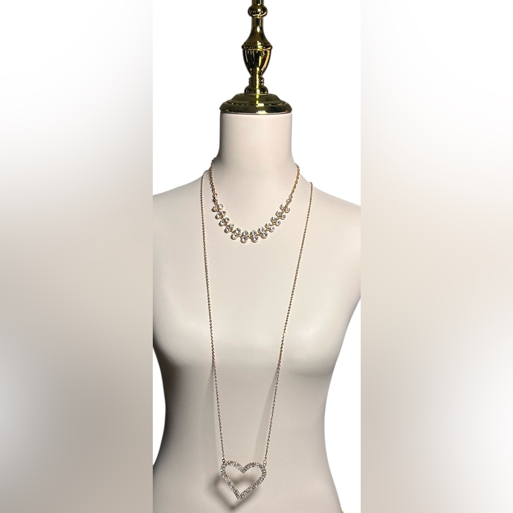 Bling Heart Drop Necklace Ring And Earrings Bundle 19$